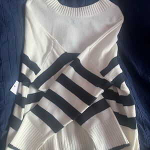 SO Black and White Striped Women's Sweater